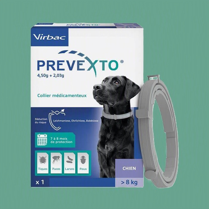 Collier antiparasitaire Prevexto par Virbac (chien à partir de 8kg)